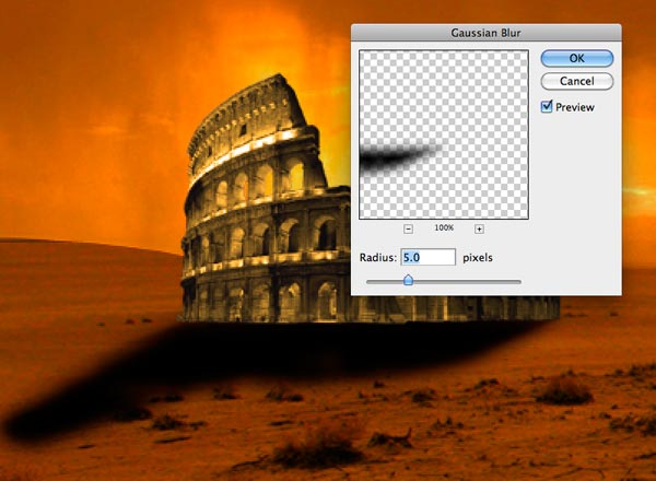 step02 extract and place colosseum in the scene shadow blur