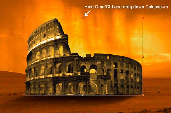 step02 extract and place colosseum in the scene transform tool 01