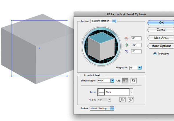 Convert the gray box into a 3D shape