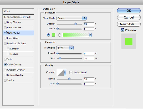 Add an Outer Glow Layer Style