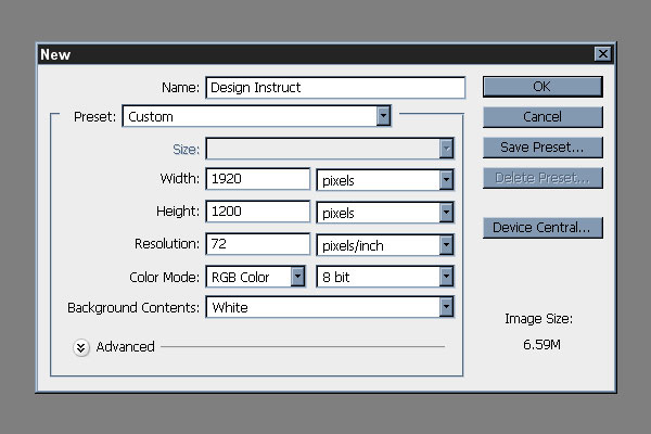 Photoshop Document Setup