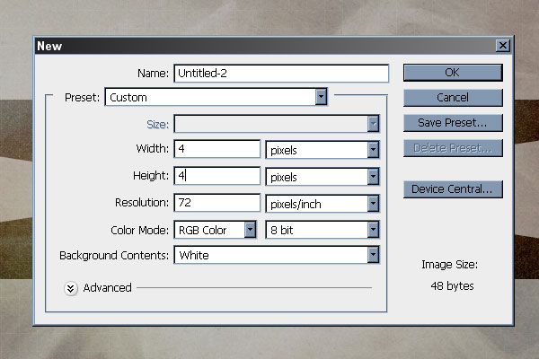 Create New Document for Pattern