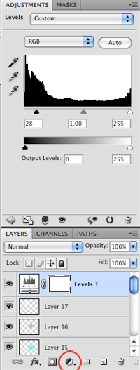 Create a Levels Adjustment Layer