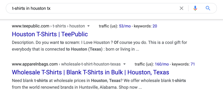 t shirts in houston tx seo results