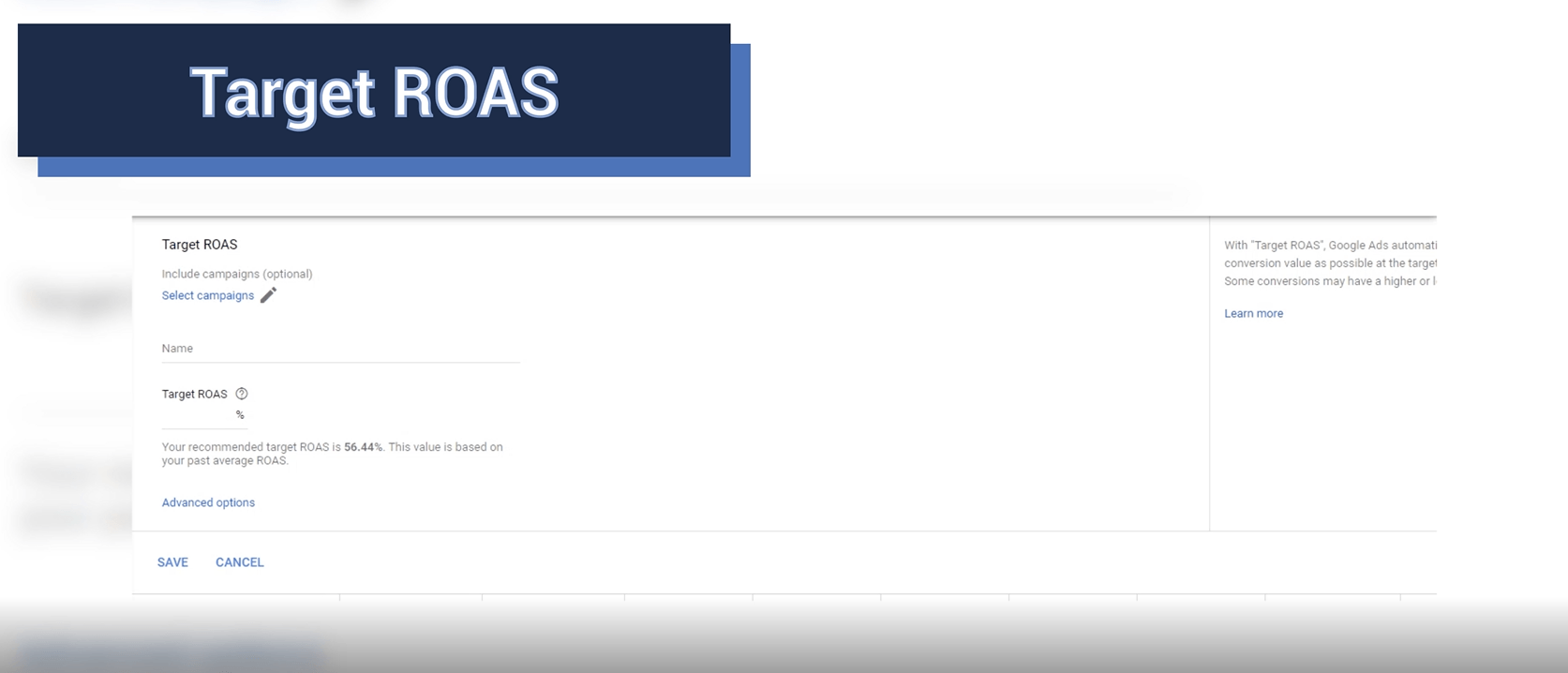 Target ROAS in Google Ads