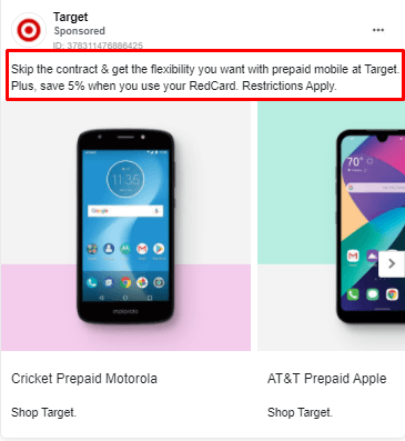 target ad copy feature highlight