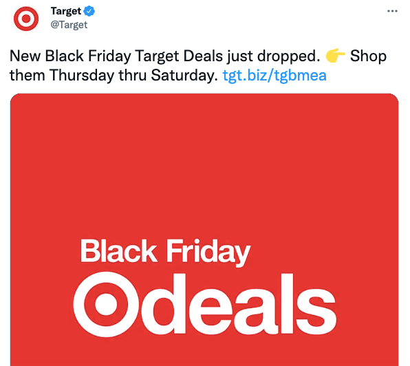 Target tweets about their Black Friday deals