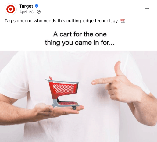 Socail media content from Target inviting users to tag a friend