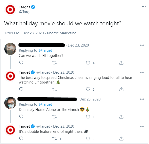 Target responding to user comments on their posts