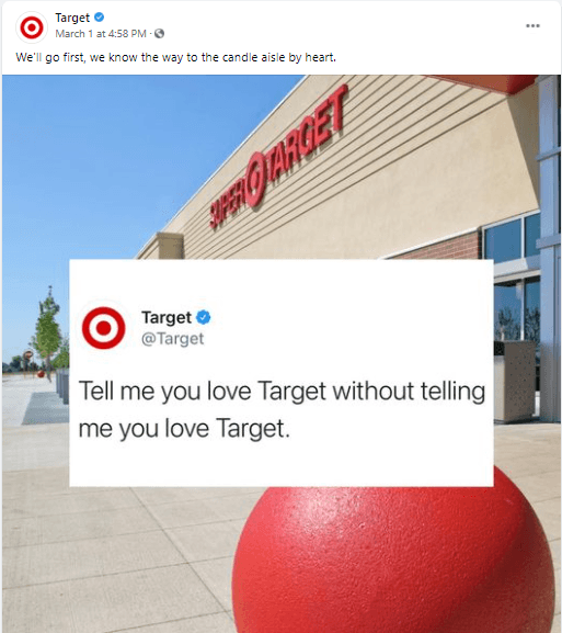 Target posting a popular trend on their Facebook