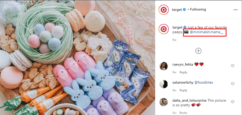 Picture of Easter basket posted on Target's Instagram page