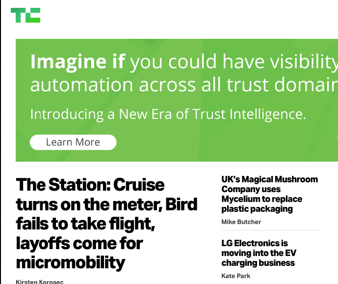 TechCrunch website homepage