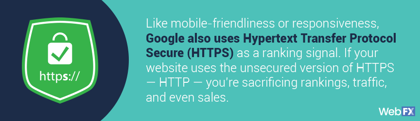 HTTPS is a Google ranking signal, making it critical for technical SEO