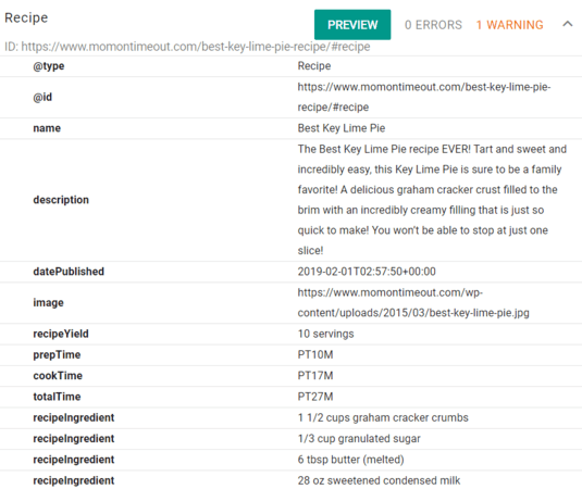 Technical SEO structured data example