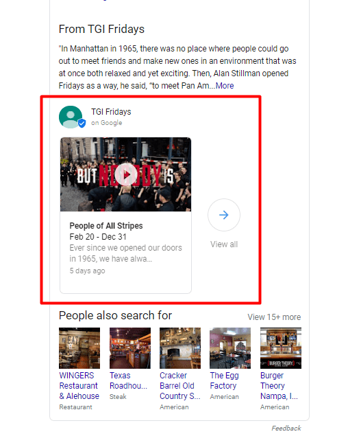 tgi fridays whats new google my business posts