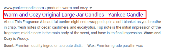 title tag yankee candle