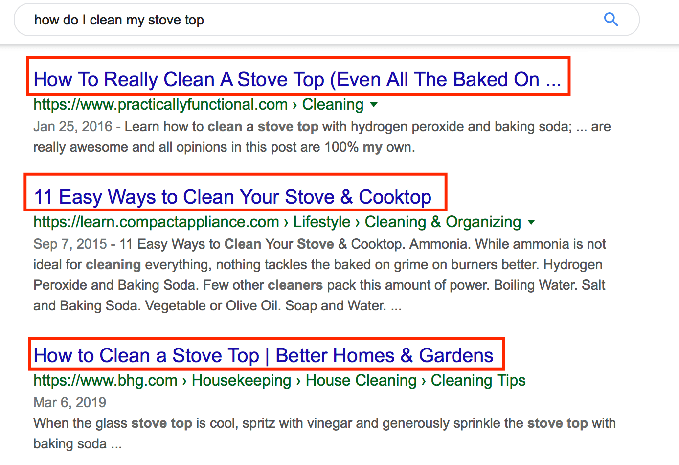 title tags for content in search results