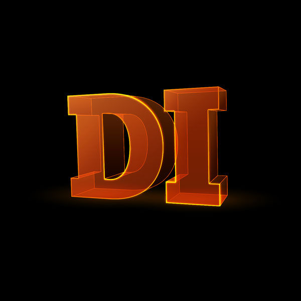 3D letters 'DI' with a glossy orange finish.