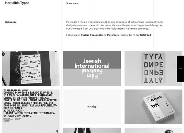 Typography Inspiration Website: Incredible Types Showcase