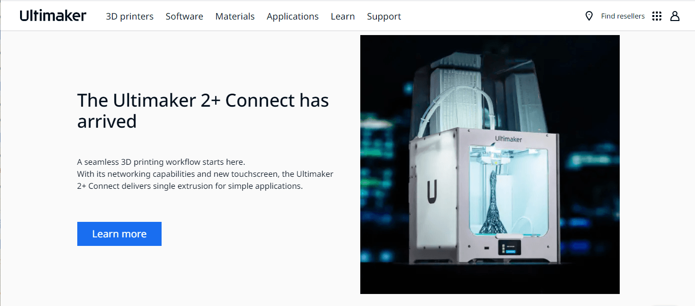 Ultimaker landing page