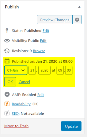 How to update content publish date in WordPress