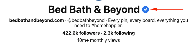 Bed, Bath, and Beyond's verified checkmark