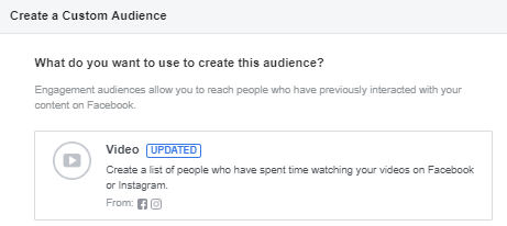 video custom audience facebook