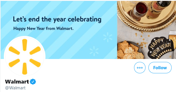 Walmart custom Twitter banner for New Years