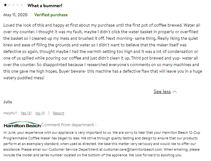 walmart review response