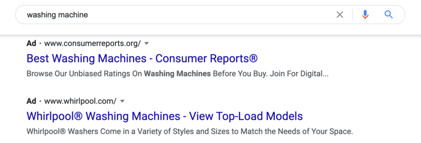 washing machine ppc ads