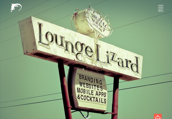 Web design with a big background: Lounge Lizard