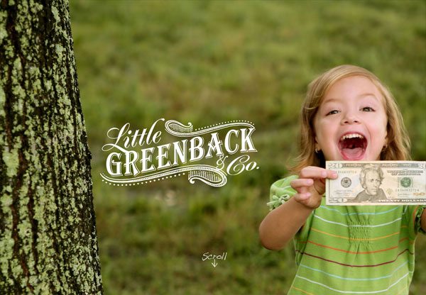 Web design with a big background: Little Greenback & Co