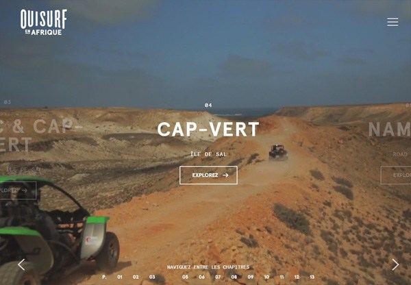 Web design with a big background: OuiSurf.tv