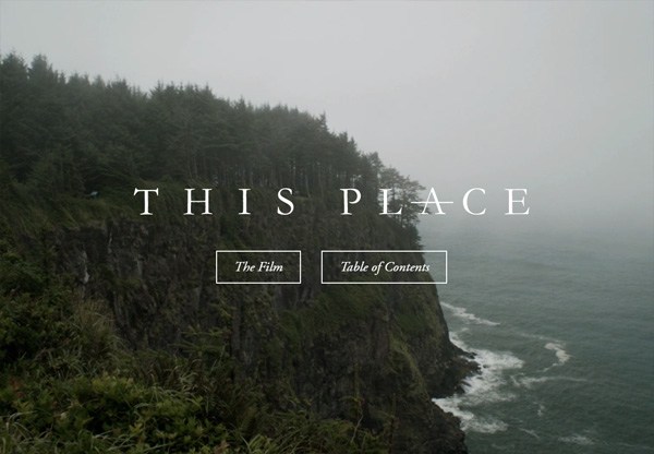 Web design with a big background: This Place