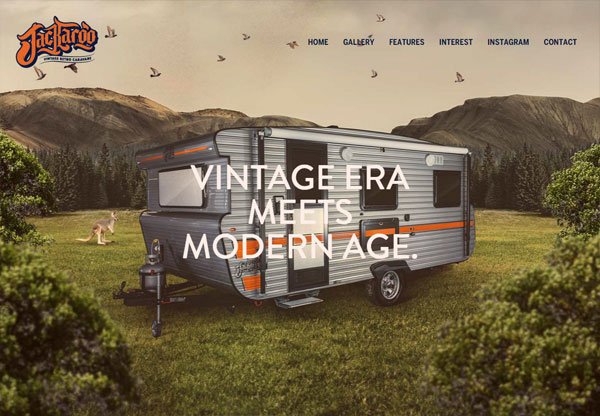 Web design with a big background: Jackaroo Caravans