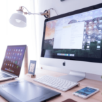 Apple computer displaying a website