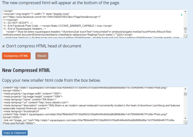 Website speed optimization compression tool example