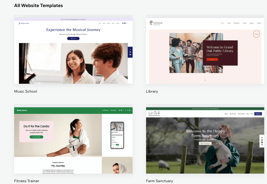 Wix vs. Worpresss : Wix Websites templates