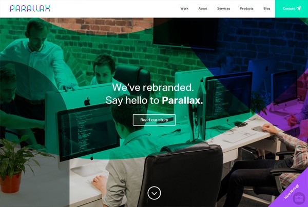 A website that with bold colors: Parallax