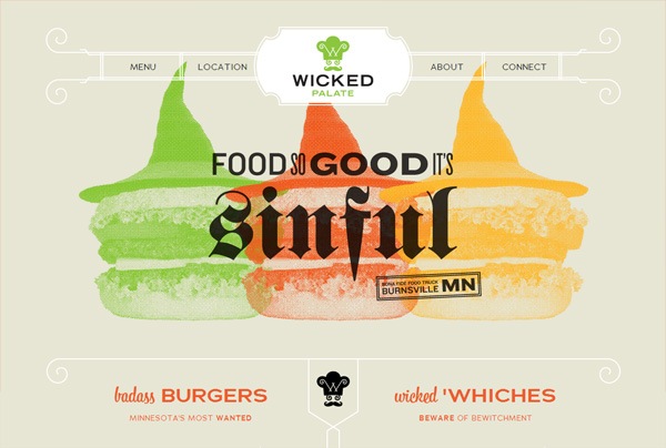 A website that with bold colors: Wicked Palate