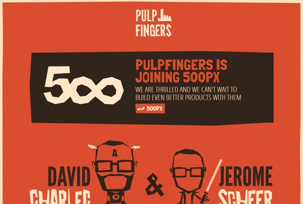 A website that with bold colors: Pulpfingers