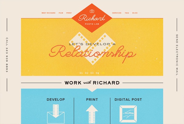 A website that with bold colors: Richard Photo Lab