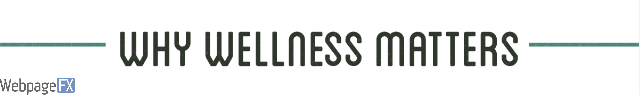 Header with the phrase 'WHY WELLNESS MATTERS' underlined by a thin line, with 'WebpageFX' written below in smaller letters.