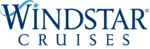 Logo of Windstar Cruises featuring stylized blue text with a sail-like graphic and a star above.