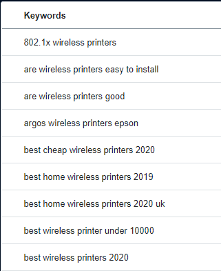 wireless printer keywords