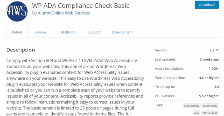 WP ADA Compliance Check Basic plugin