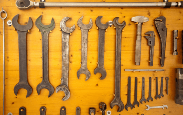 Wrenches on wall