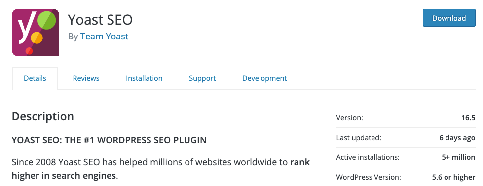 Yoast SEO plugin homepage