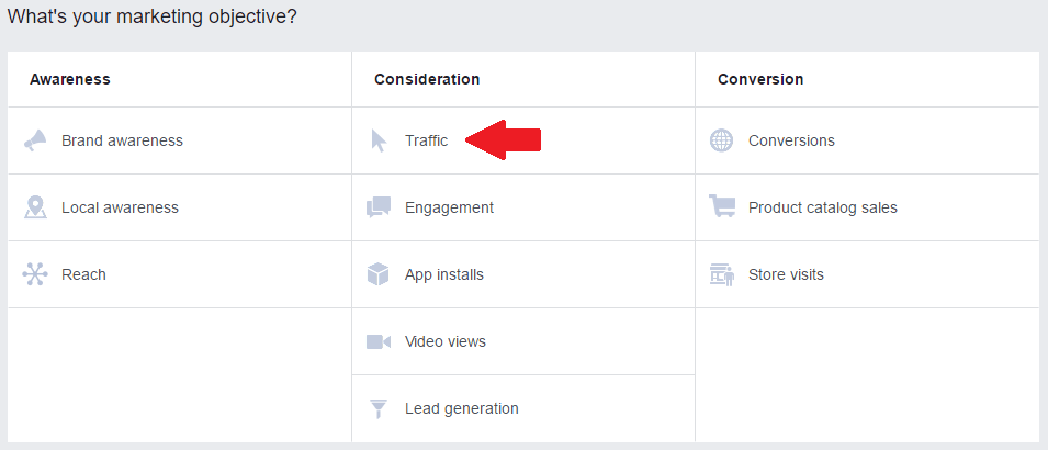 PPC Facebook objectives