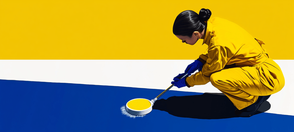 A woman cleaning a carpet